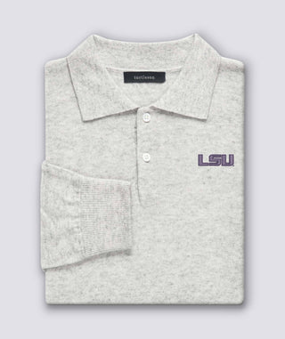 Wade 2-Button Cashmere Polo Sweater - Louisiana State University - Turtleson