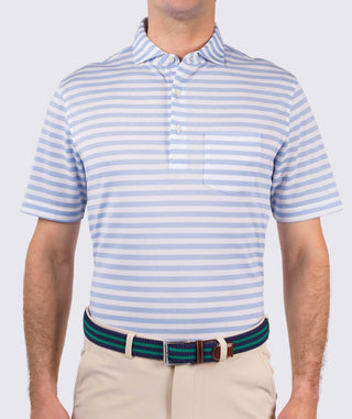 Cole Cotton Stripe Performance Polo - front Luxe Blue - Turtleson