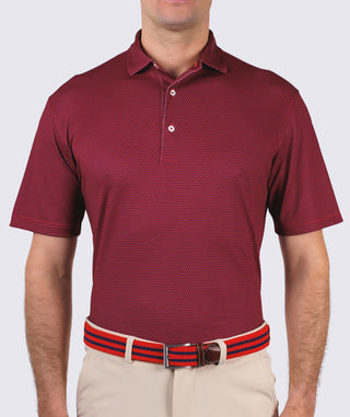 Helios Performance Polo - front - Vintage Red/Navy - Turtleson
