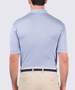 Tanner Stripe Performance Polo - back Luxe Blue - Turtleson