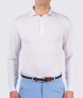 Kenneth Solid Performance Polo Long Sleeve - front - White - Turtleson