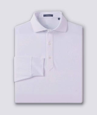 Kenneth Solid Performance Polo Long Sleeve - White - Turtleson