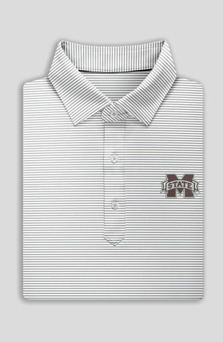 Carter Stripe Performance Polo - Mississippi State University - Pearl - Turtleson