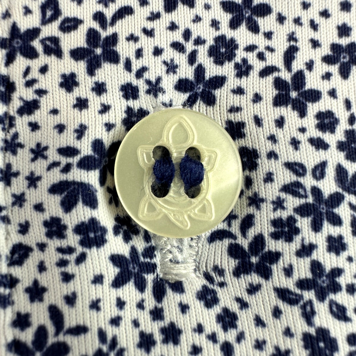 Navy 11-Stitch on a navy and white floral print