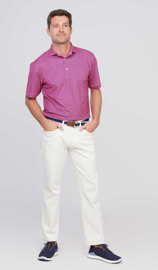 Azalea Performance Men's Polo - Full Front View -Navy/Rouge Red - Turtleson