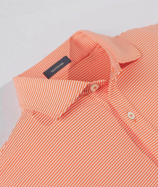 Carter Stripe Performance Men's Polo, Long Sleeve - Collar Clementine - Turtleson