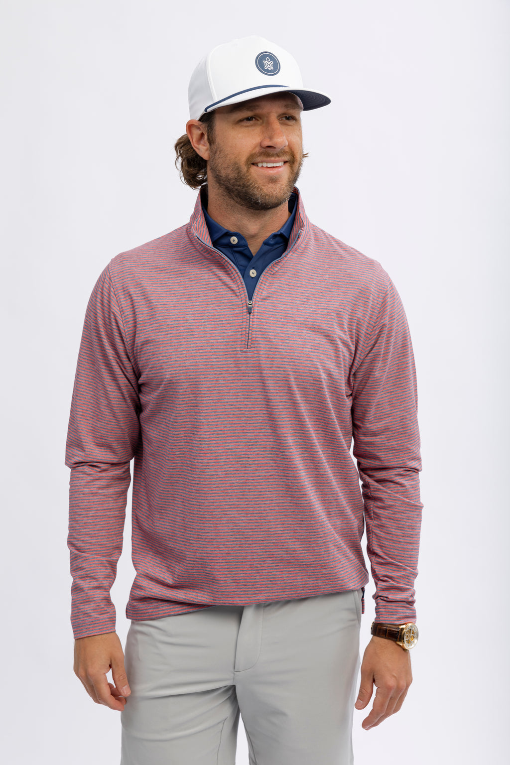 Stripe Quarter Zip Pullover