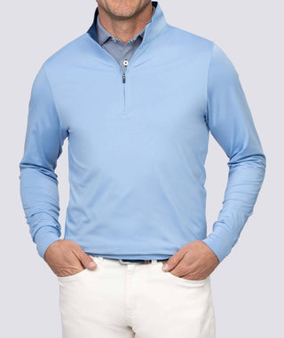 Eli Solid Performance Men's Quarter-Zip Pullover - Layering - Turtleson -Luxe Blue