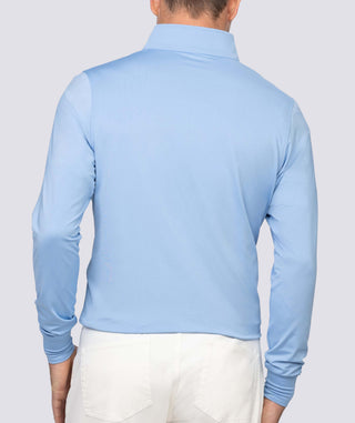 Eli Solid Performance Men's Quarter-Zip Pullover - Back - Turtleson -Luxe Blue
