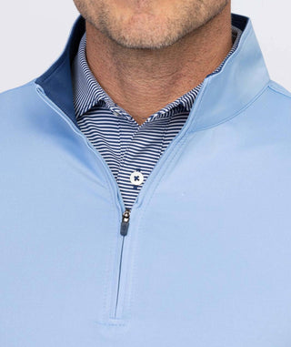 Eli Solid Performance Men's Quarter-Zip Pullover - Chest - Turtleson -Luxe Blue