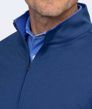 Eli Solid Performance Men's Quarter-Zip Pullover - Collar - Turtleson -Navy