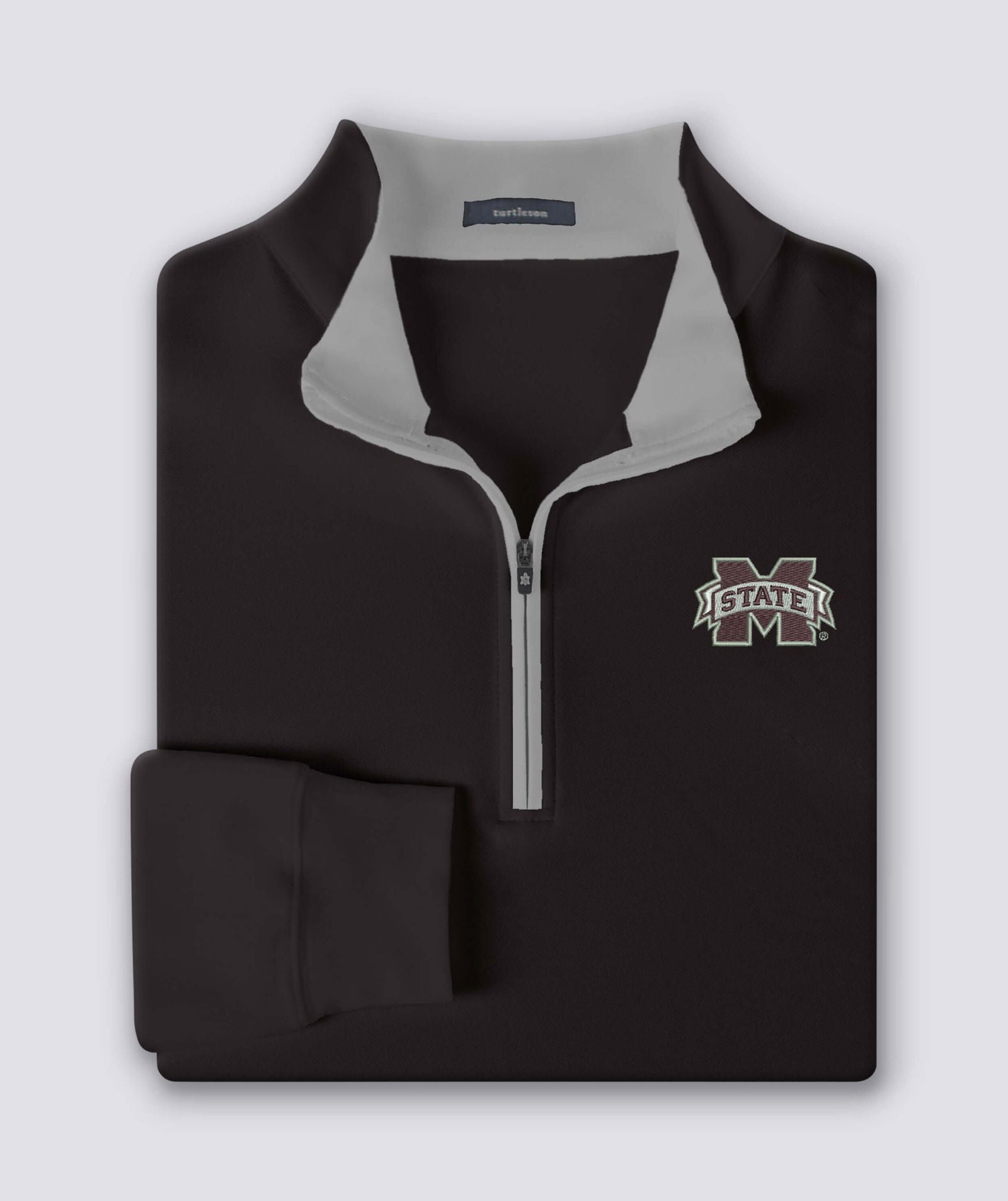 Eli Solid Performance Quarter Zip Pullover Mississippi State Univers turtleson