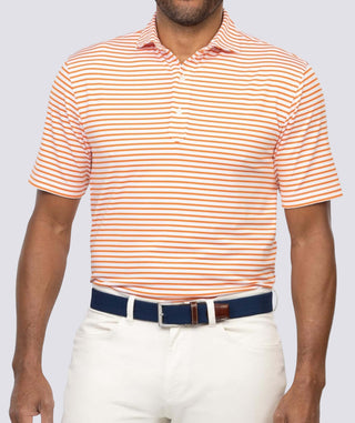 Gus Stripe Men's Performance Polo - Front - Turtleson -Clementine Gus 