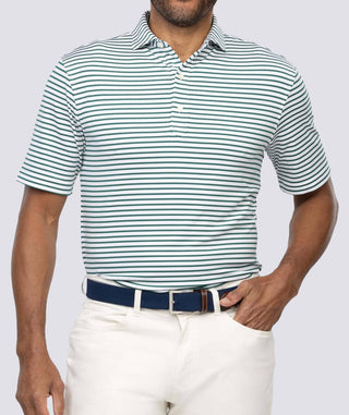 Gus Stripe Men's Performance Polo - Front - Turtleson -Evergreen Gus 