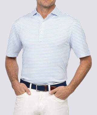 Gus Stripe Men's Performance Polo - Turtleson -Luxe Blue Gus 