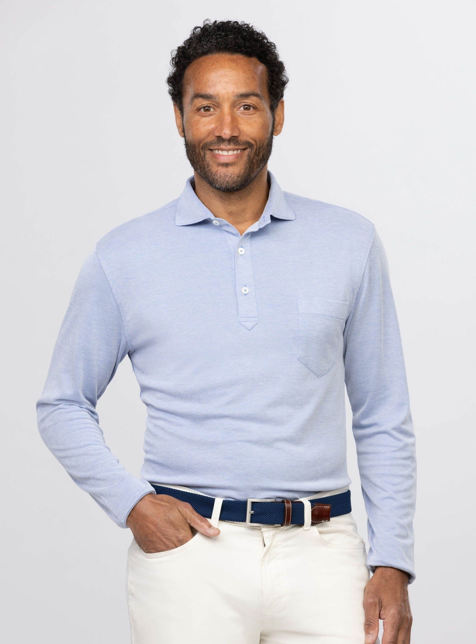 Long Sleeve Lester Oxford Performance Polo Oxford Shirts for Men Quick Dry Moisture Wicking turtleson