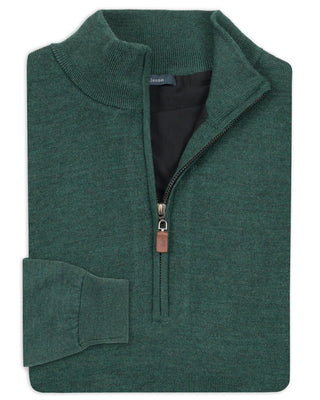 Italian Merino Lined Quarter-Zip Sweater - Pine