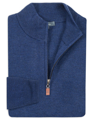 Extra Fine Merino Milano-Stitch Quarter-Zip Sweater - navy