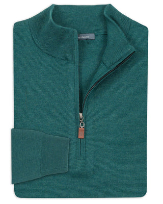 Extra Fine Merino Milano-Stitch Quarter-Zip Sweater - Pine