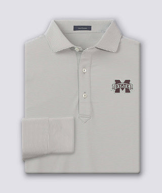 Carter Stripe Performance Polo, Long Sleeve - Mississippi State University - Turtleson