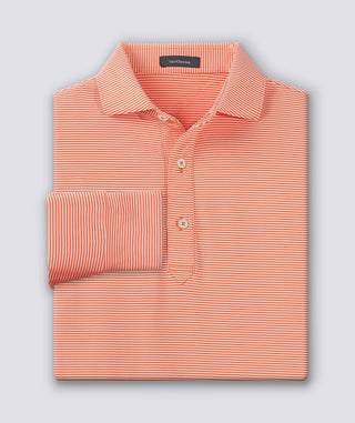 Carter Stripe Performance Men's Polo, Long Sleeve - Clementine - Turtleson