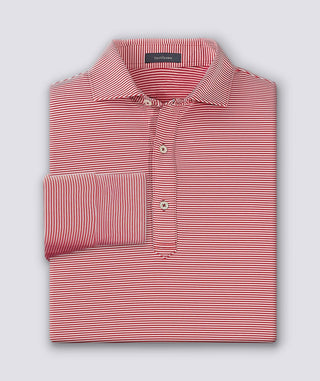 Carter Stripe Performance Men's Polo, Long Sleeve - Red - Turtleson