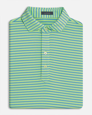 Miller Stripe Performance Men's Polo - Lime/Luxe Blue - Turtleson