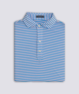 Miller Stripe Performance Men's Polo - Luxe Blue/Pale Pink- Turtleson