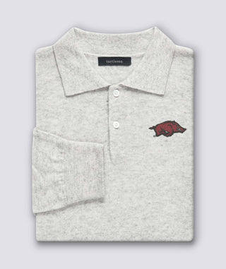 Wade 2-Button Cashmere Polo Sweater - University of Arkansas - Turtleson