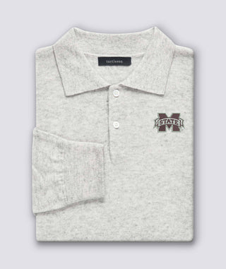 Wade 2-Button Cashmere Polo Sweater - Mississippi State University - Turtleson