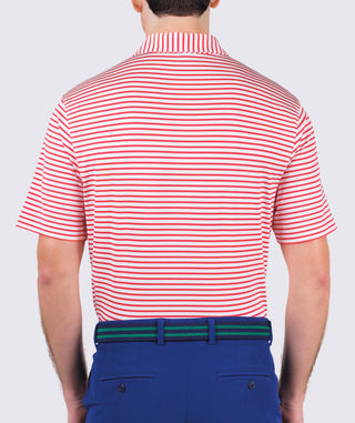 Gus Stripe Men's Performance Polo -back - vintage red Turtleson 