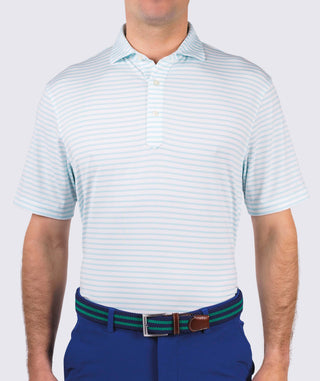 Gus Stripe Men's Performance Polo -front - wave Turtleson 