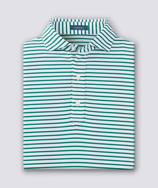 Gus Stripe Men's Performance Polo - Front - Evergreen Turtleson -=