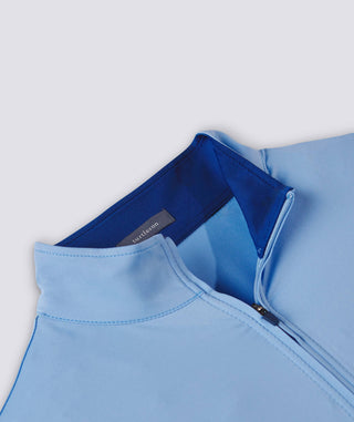 Eli Solid Performance Men's Quarter-Zip Pullover - Collar - Luxe Blue - Turtleson