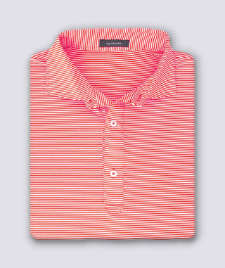 Carter Stripe Performance Men's Polo - Rouge Red - Turtleson