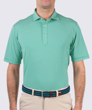 Carter Stripe Performance Men's Polo - front -Turtle - Turtleson