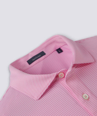 Carter Stripe Performance Men's Polo - collar Orchid - Turtleson