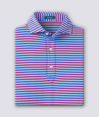 Ryan Stripe Performance Men's Polo - Luxe Blue/Red- Turtleson