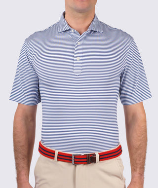 Dean Stripe Performance Men's Polo - front - Luxe Blue/Navy - Turtleson