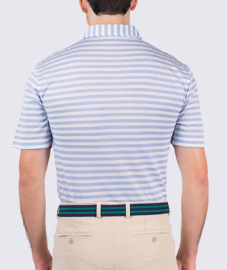 Cole Cotton Stripe Performance Polo - back - Luxe Blue - Turtleson
