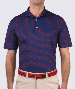 Oren Performance Polo - front - Navy/Vintage Red - Turtleson