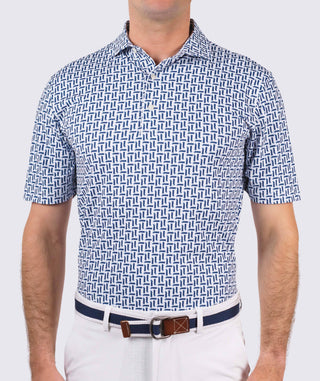 Collins Performance Polo - front - white/navy - Turtleson