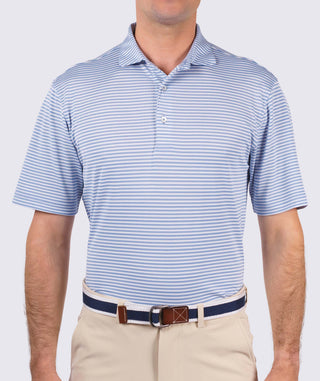 Tanner Stripe Performance Polo - front - Luxe Blue - Turtleson