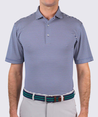 Tanner Stripe Performance Polo - front - Navy - Turtleson
