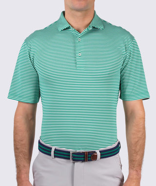 Tanner Stripe Performance Polo - front -Turtle - Turtleson