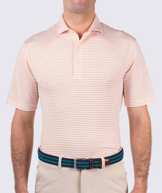 Dylan Stripe Performance Polo - front - Apricot - Turtleson