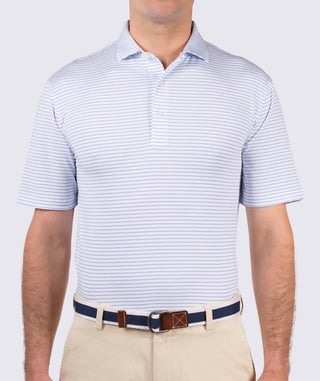 Dylan Stripe Performance Polo - front -  Luxe Blue - Turtleson