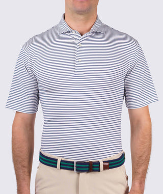 Dylan Stripe Performance Polo -front  Navy - Turtleson