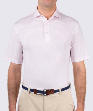 Dylan Stripe Performance Polo - front - retro pink - Turtleson
