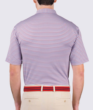 Sherman Stripe Performance Polo - back Luxe Blue/Vintage Red - Turtleson